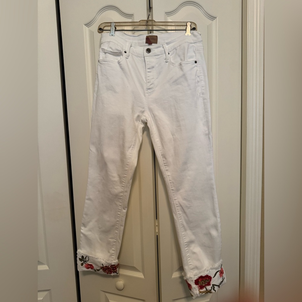 Driftwood Classic Ivory Pants with embroidered cuff